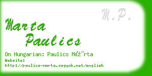 marta paulics business card